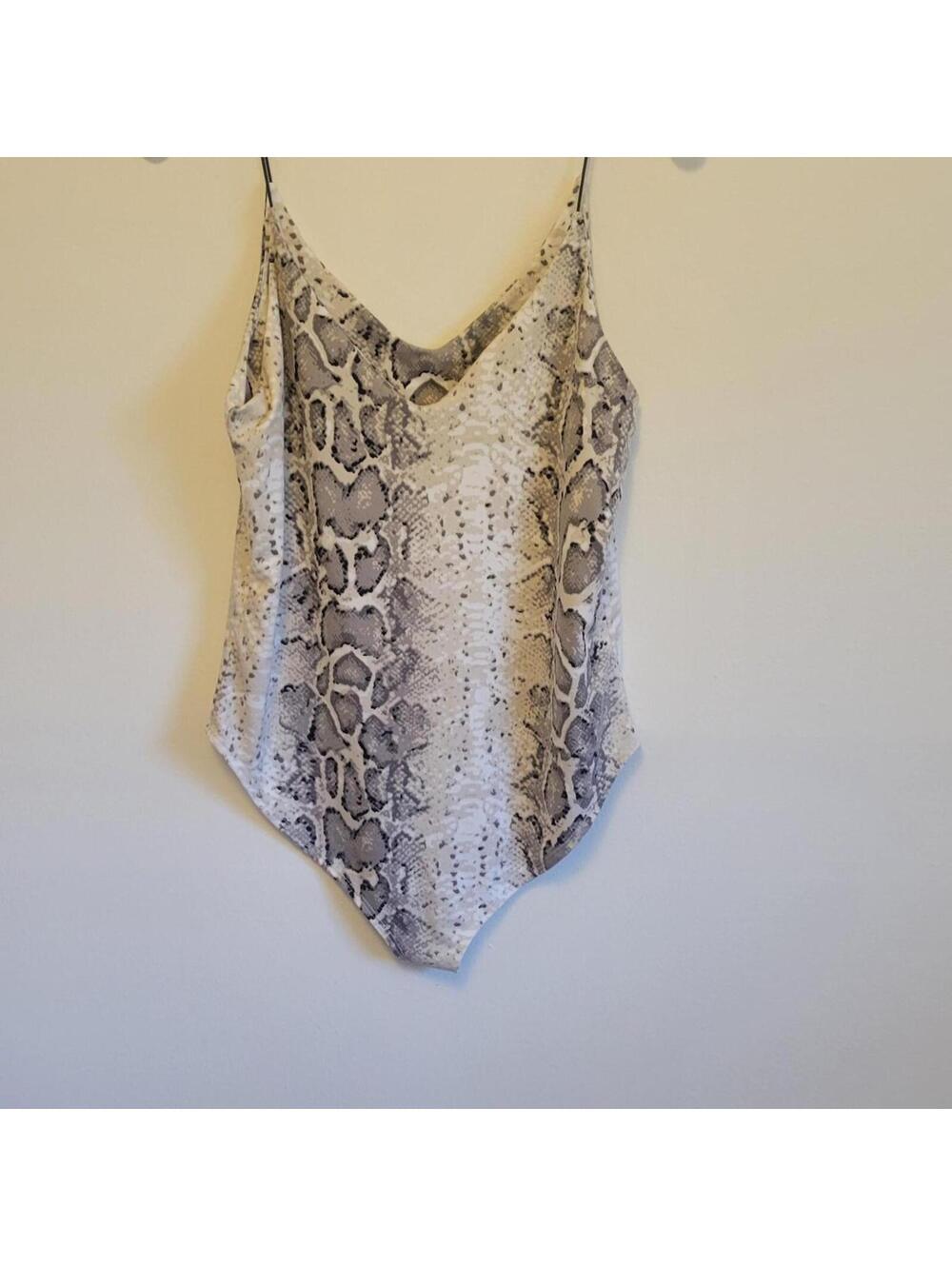 Women's Gaze Grey Snake Print Bodysuit Size L #snakeprint #bodysuit
